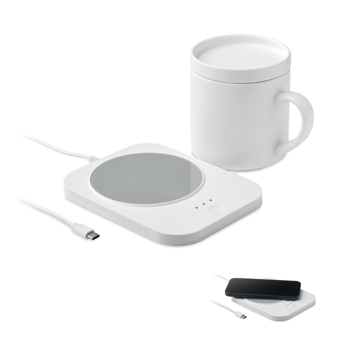 Wireless charger mug warmer set with your logo