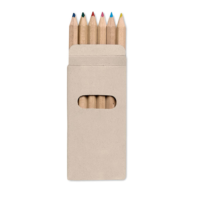 6 coloured pencils in box with your logo