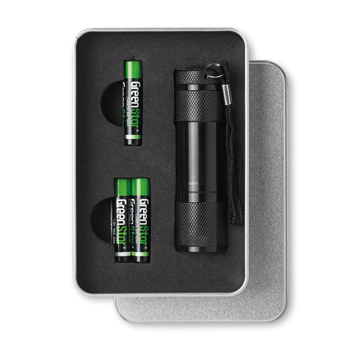 LED torch in tin box with your logo