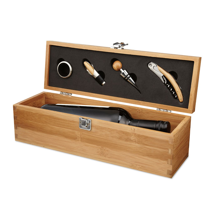 Wine set in bamboo box with your logo