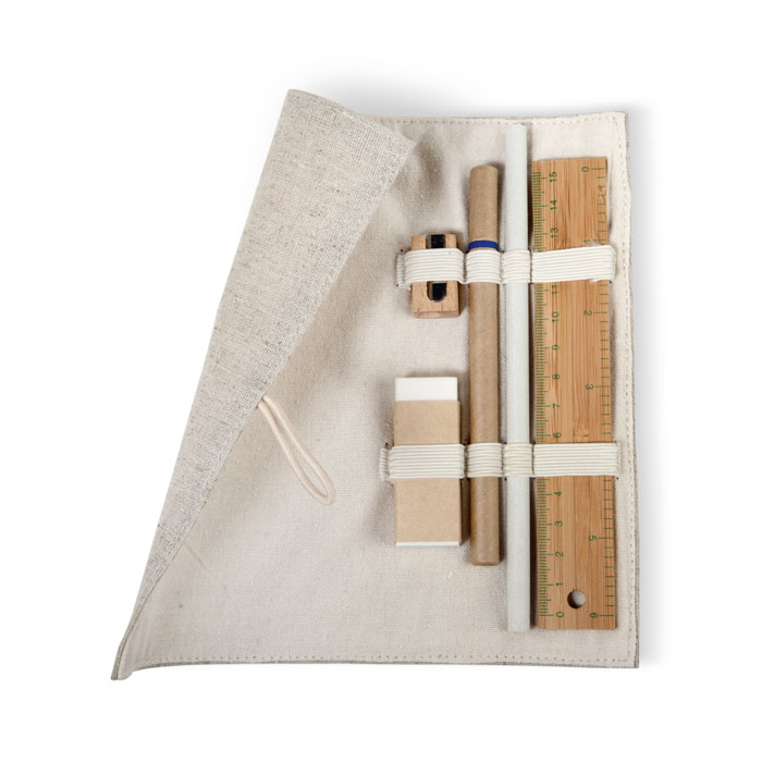 Stationery set in cotton pouch with your logo
