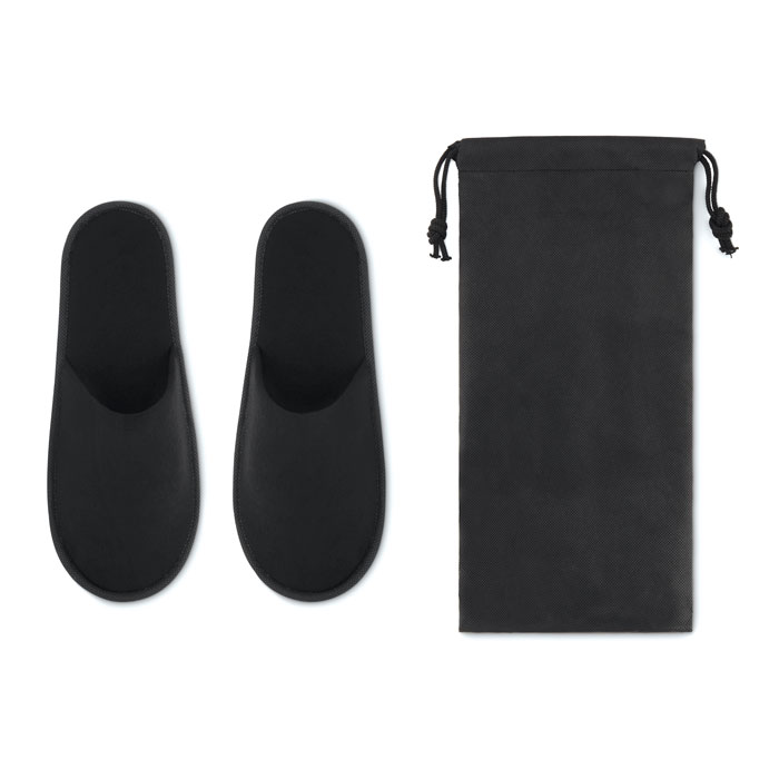 Pair of slippers in pouch with your logo