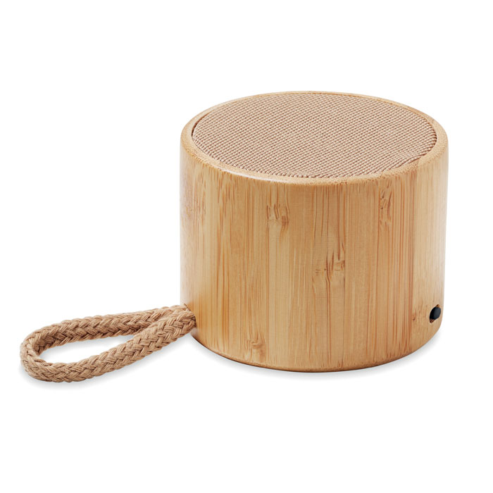 Round bamboo wireless speaker with your logo