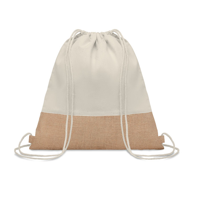 Drawstring bag w/ jute details with your logo