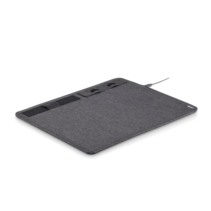 RPET mouse mat with 15W wireless charger with your logo