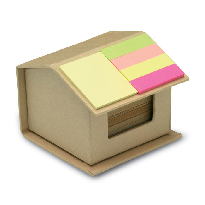 House-shaped recycled memo dispenser with your logo