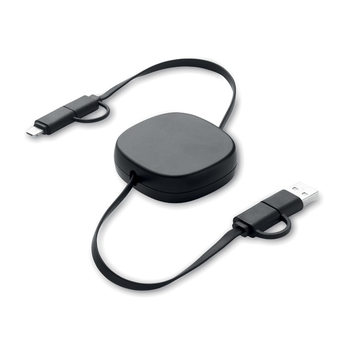 60W retractable charging cable with your logo