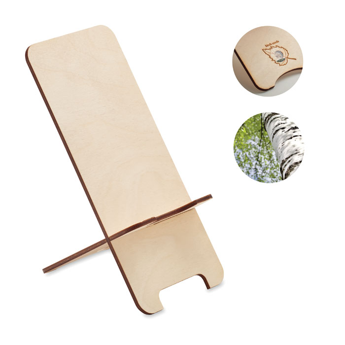 Birch wood phone stand with seeds with your logo