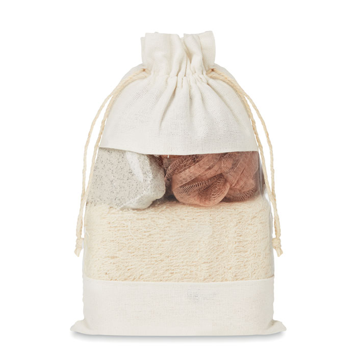Bath set in jute pouch with your logo