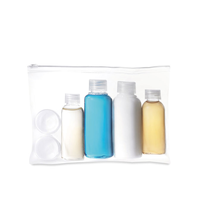 Travelling pouch with bottles with your logo