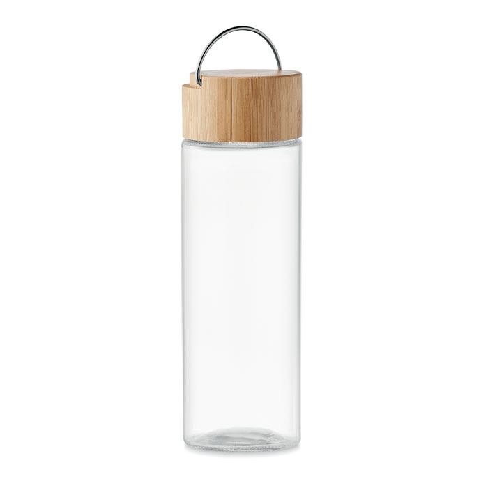 Glass bottle 500 ml bamboo lid with your logo