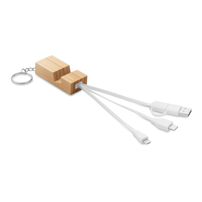 Bamboo key ring and stand with your logo