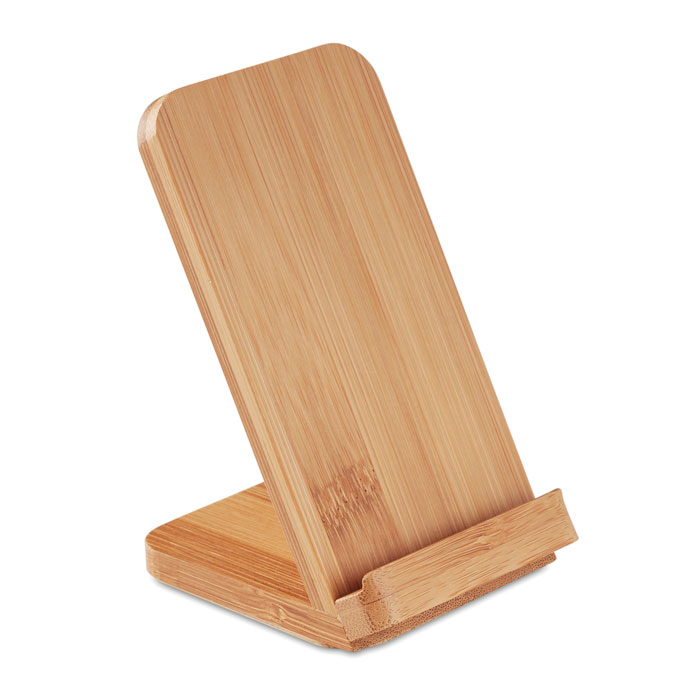 Bamboo wireless charging stand 5W with your logo