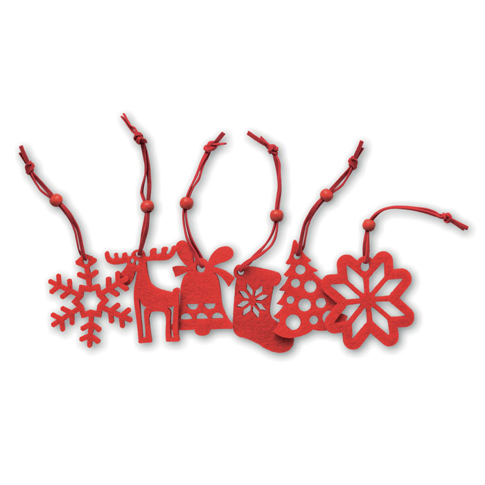Set of 6 felt tree hangers with your logo