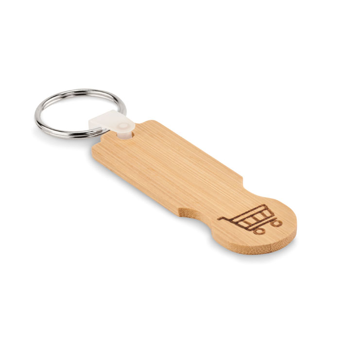 Bamboo euro token key ring with your logo