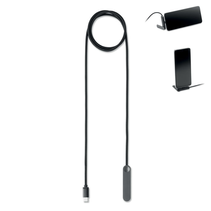 60W USB-C cable with phone stand with your logo