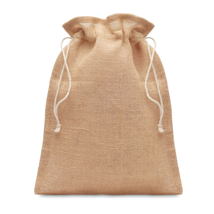 Small jute gift bag 14 x 22 cm with your logo