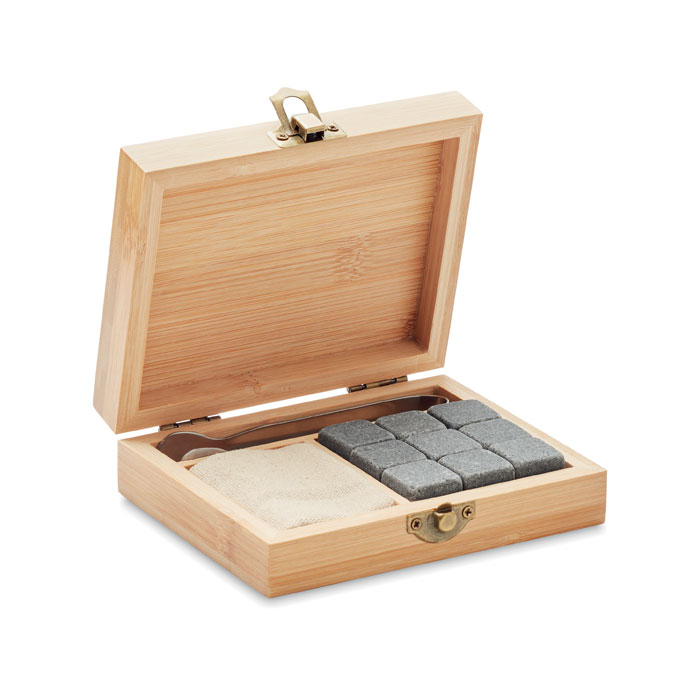 9 stone ice cubes in bamboo box with your logo