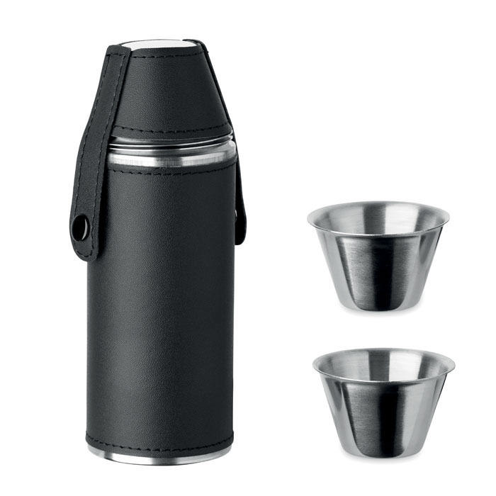 Hip flask with shot cups with your logo