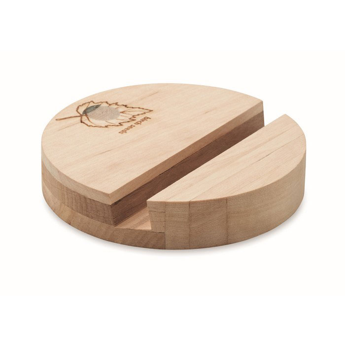 Birch wood phone stand with seeds with your logo