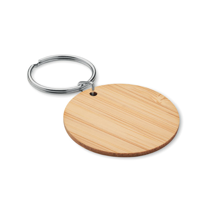 Round bamboo key ring with your logo