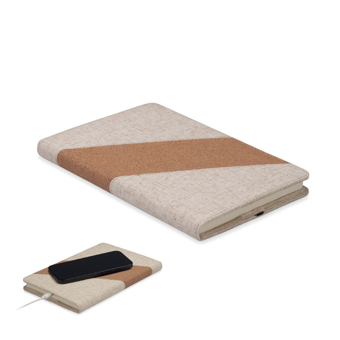 A5 notebook with 15W wireless charger with your logo