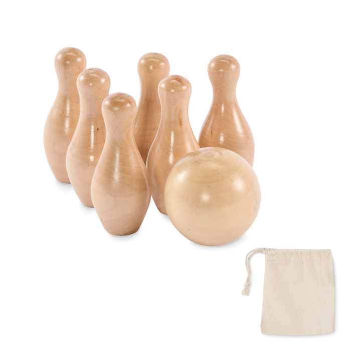 Mini pine wood bowling set with your logo