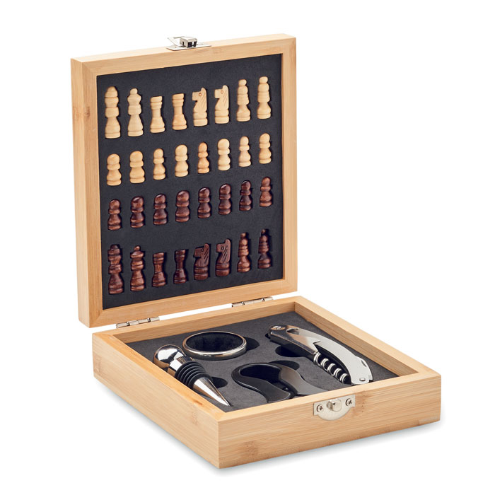 Chess board wine set with your logo