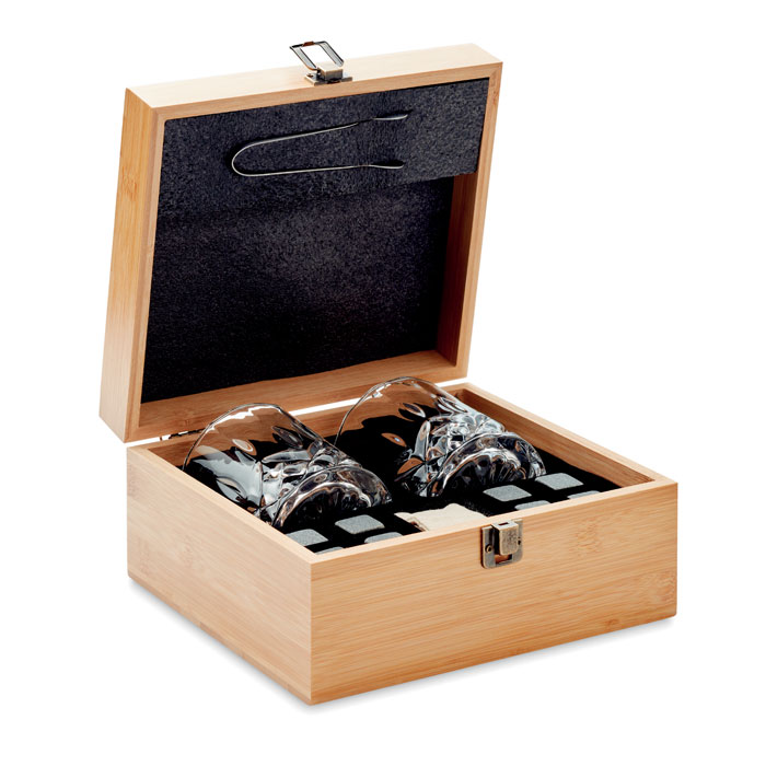 Whisky set in bamboo box with your logo