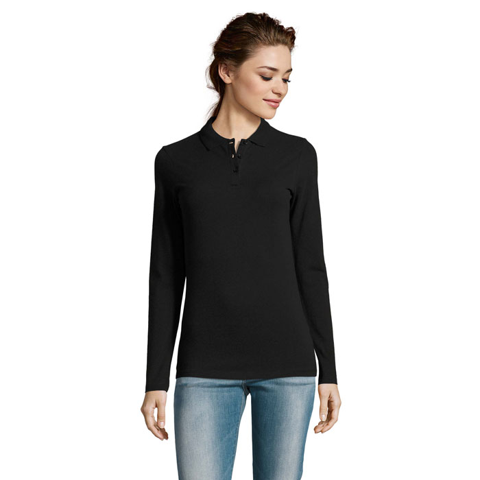 Women's long sleeve polo 180g with your logo