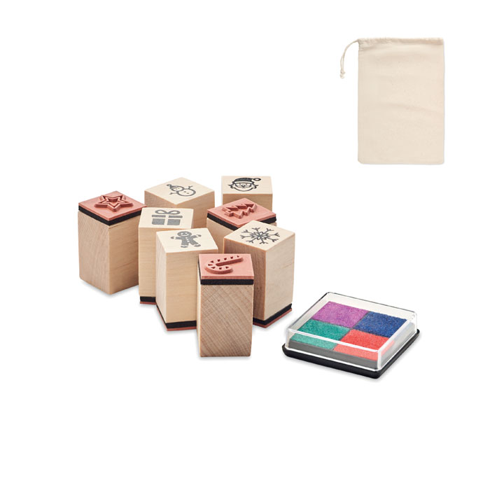 Set of 8 wooden Christmas stamps with your logo