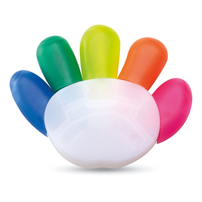 5-colour hand-shaped highlighter with your logo