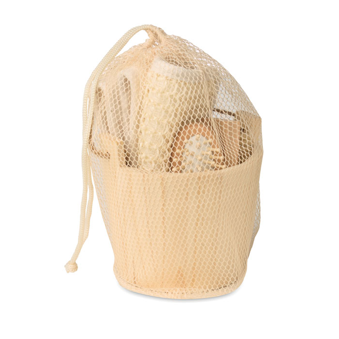 Bath gift set in wooden bucket with your logo