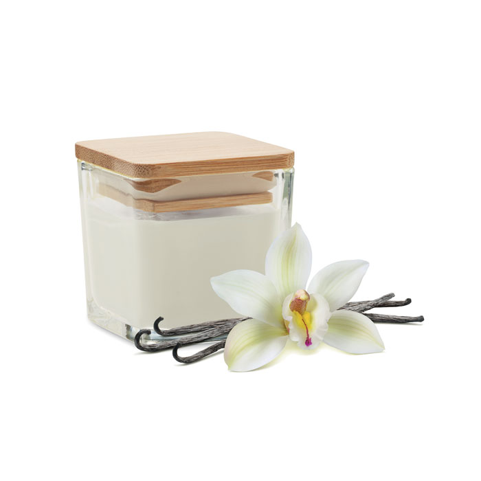 Square fragranced candle 50 g with your logo