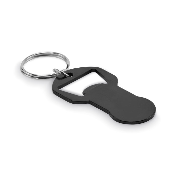 Recycled aluminium bottle opener key ring with your logo