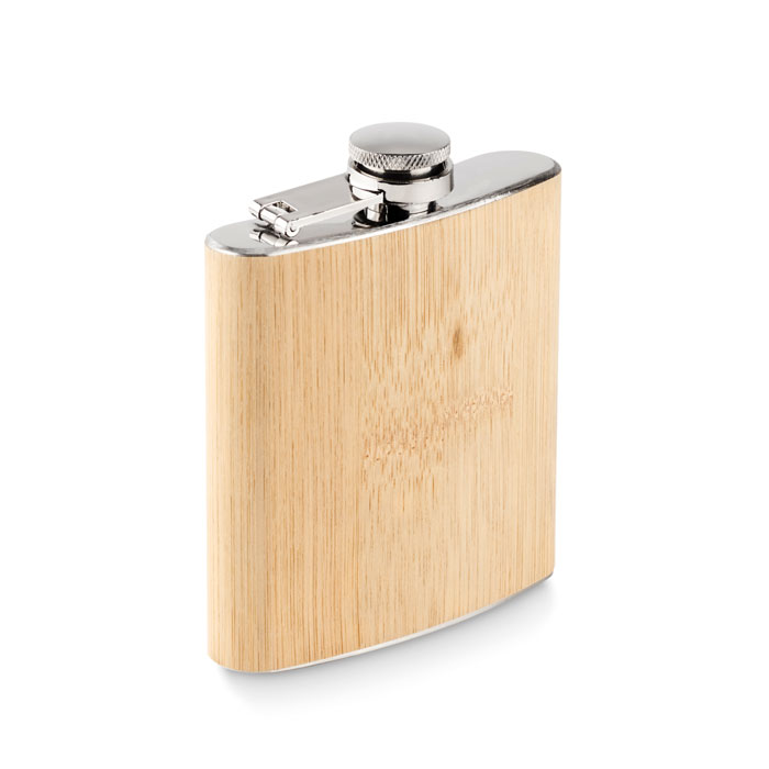Bamboo slim hip flask 170 ml with your logo
