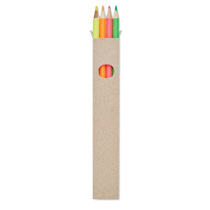 4 highlighter pencils in box with your logo
