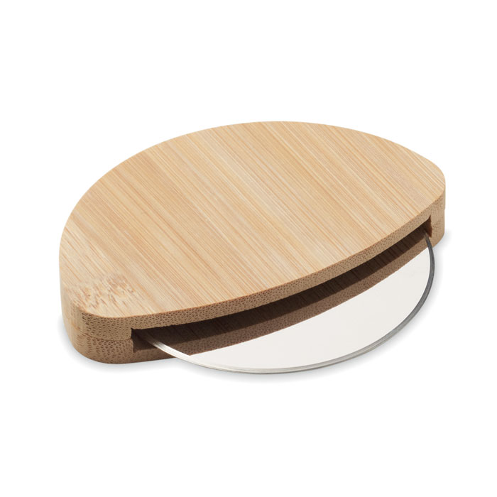 Round bamboo pizza cutter with your logo