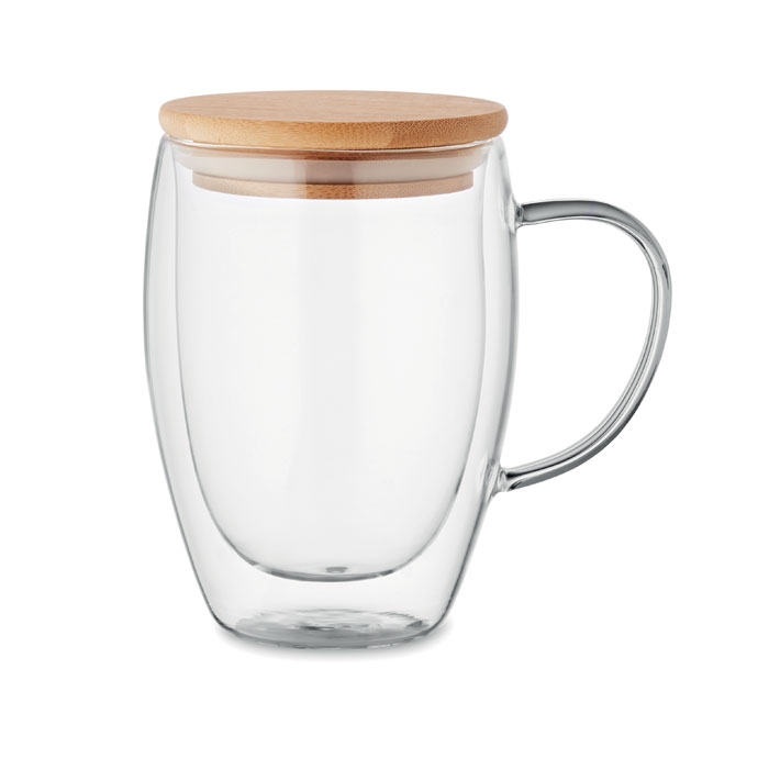 Double-wall glass mug 350 ml with your logo