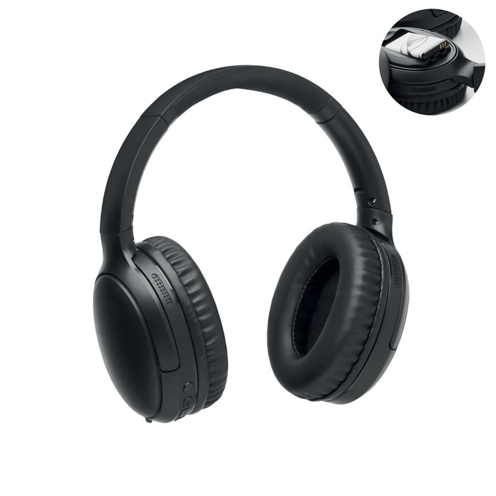 Foldable headphones in pouch with your logo
