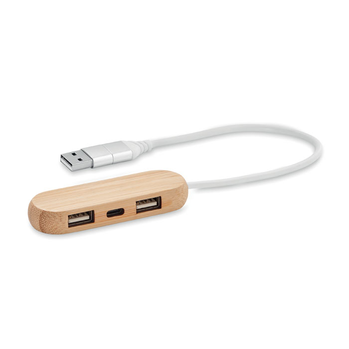 3-port USB hub with dual input with your logo