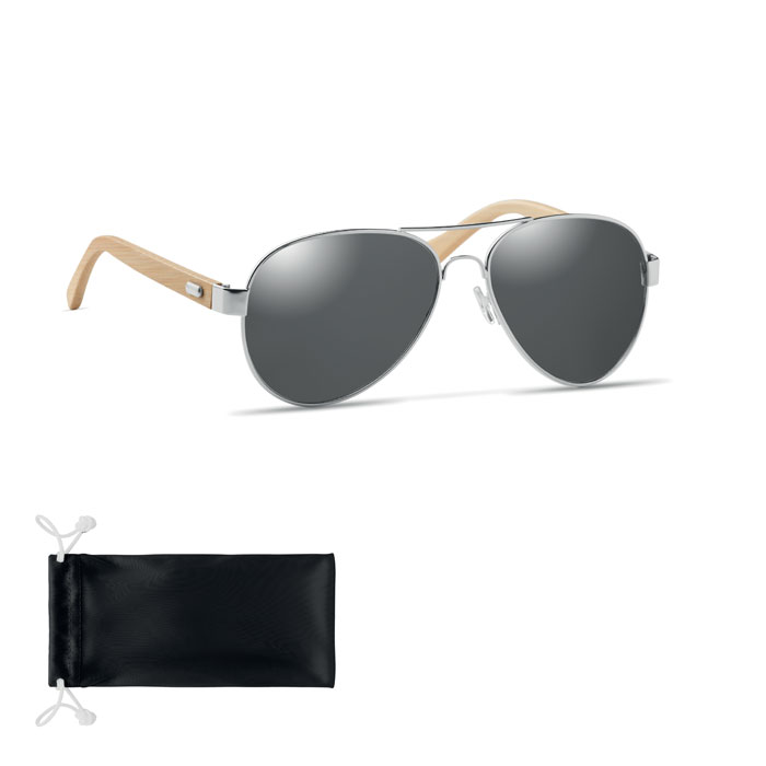 Bamboo sunglasses in pouch with your logo