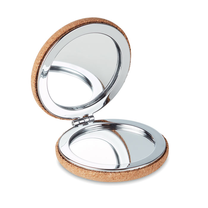 Pocket mirror with cork cover with your logo