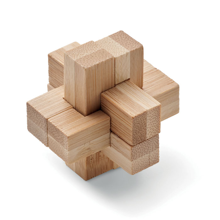 Bamboo brain teaser puzzle with your logo