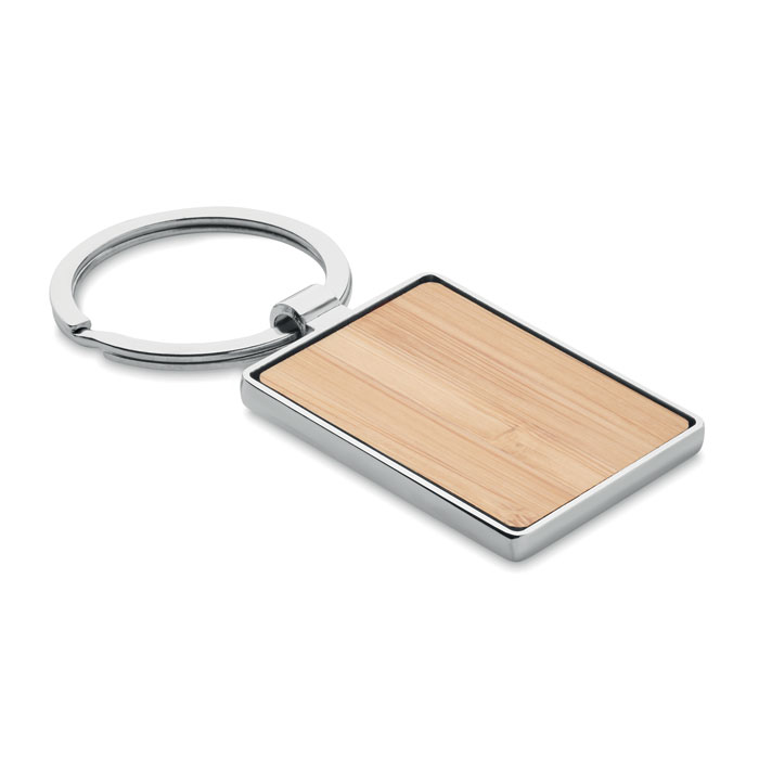 Rectangular key ring bamboo with your logo