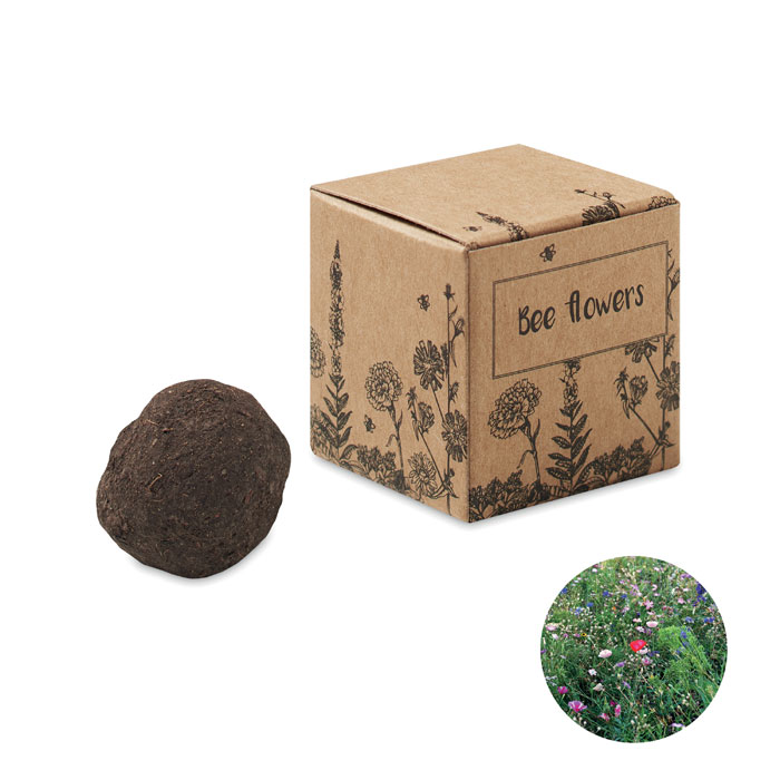 Seed ball with bee flowers with your logo