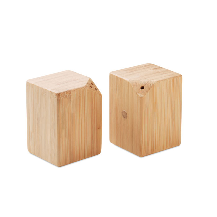 Bamboo salt and pepper set with your logo
