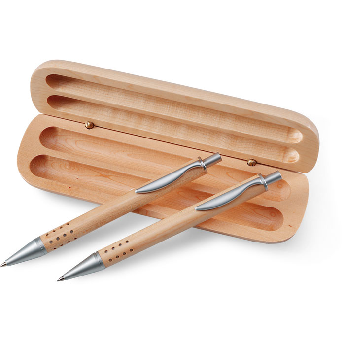 Pen gift set in wooden box with your logo