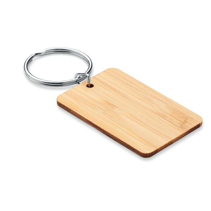 Rectangular bamboo key ring with your logo