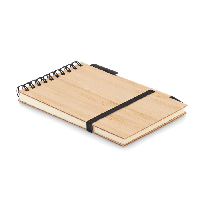 A6 bamboo notepad with pen with your logo